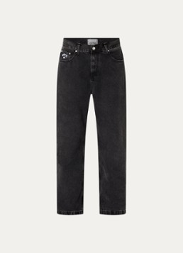 Arte Antwerp Heren Heart Pocket loose fit jeans met gekleurde wassing en logoborduring in de kleur Zwart, maat: 34