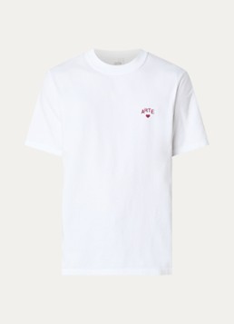 Arte Antwerp Heren Heart T-shirt met logoborduring in de kleur Wit, maat: S