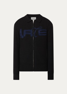 Arte Antwerp Heren Energy grofgebreid vest met logoborduring in de kleur Zwart, maat: L