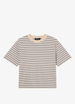 Whistles Dames T-shirt met streepprint met ronde hals in de kleur Staalblauw