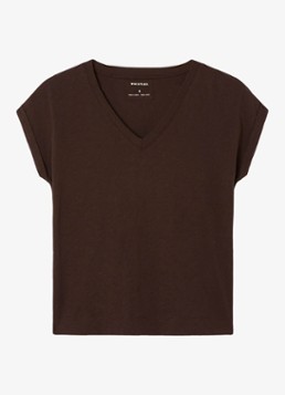 Whistles Dames Willa T-shirt met V-hals in de kleur Donkerbruin