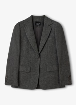 Whistles Dames Herringbone single-breasted blazer met visgraatdessin in de kleur Donkergrijs