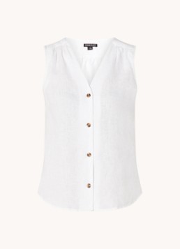Whistles Dames Laura mouwloze blouse van linnen in de kleur Wit