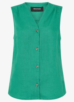 Whistles Dames Laura tanktop van linnen in de kleur Groen