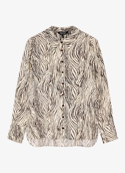 Whistles Dames Semi-transparante blouse met zebraprint in de kleur Beige