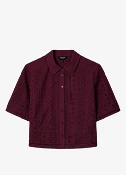 Whistles Dames Blouse met broderie in de kleur Bordeauxrood