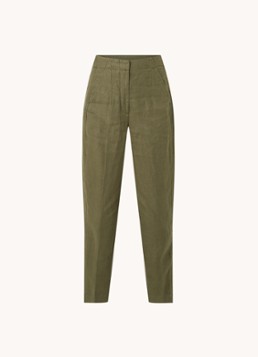 Whistles Dames High waist tapered fit pantalon van linnen in de kleur Legergroen