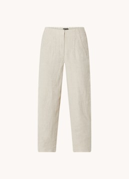 Whistles Dames Barrel mid waist cropped tapered pantalon van linnen met steekzakken in de kleur Beige