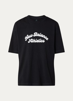 New Balance Dames Heritage T-shirt met logoprint in de kleur Zwart, maat: S