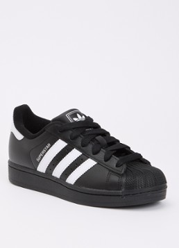 Adidas Meisjes Superstar II sneaker van leer met logo in de kleur Zwart, maat: 36