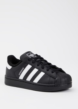 Adidas Meisjes Superstar II sneaker van leer met logo in de kleur Zwart, maat: 29