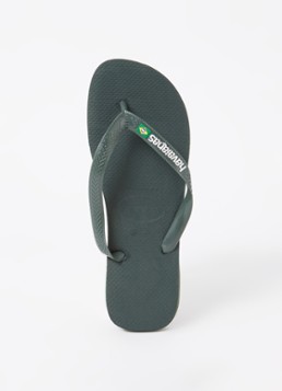 Havaianas Heren Brasil slipper met logo in de kleur Bronsgroen, maat: 39