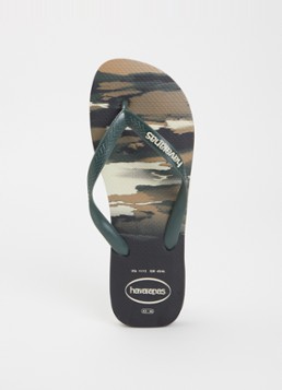 Havaianas Heren Top Camu slipper met camouflageprint in de kleur Legergroen, maat: 45/46