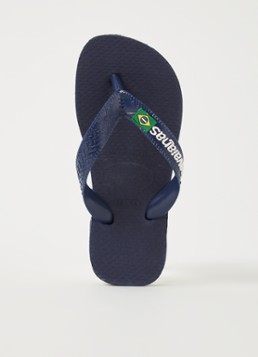 Havaianas Jongens Brasil slipper met logo in de kleur Donkerblauw, maat: 27/28
