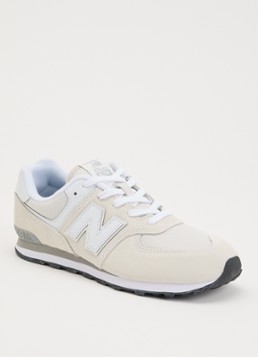 New Balance Meisjes 574 sneaker van suède in de kleur Creme, maat: 40