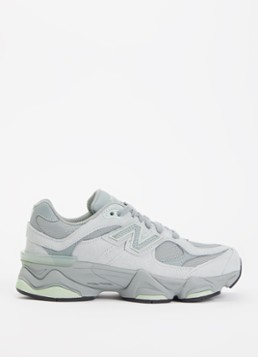 New Balance Jongens 9060 sneaker van suède met logo in de kleur Olijfgroen, maat: 40