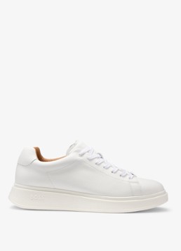 BOSS Heren Bulton Runn sneaker van leer in de kleur Gebroken wit