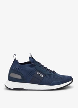 BOSS Heren Sneakers van verschillende materialen met gebreide bovenzijde en suède details in de kleur Donkerblauw