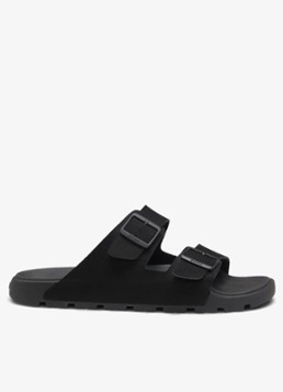 BOSS Heren Slipper met logo en gespdetail in de kleur Black-001 / Zwart