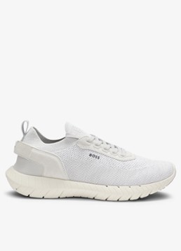 BOSS Dames Boss-Motion sneaker met gebreid bovenwerk in de kleur Wit