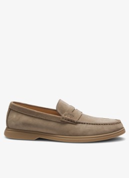 BOSS Heren Loafer van suède in de kleur Donkerbeige