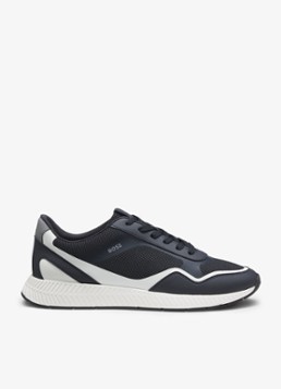 BOSS Heren Sneaker met logo in de kleur Donkerblauw