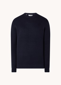 Selected Heren Dane fijngebreide pullover in de kleur Donkerblauw, maat: XXL