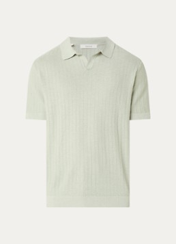 Selected Heren Mattis regular fit polo in linnenblend in de kleur Lindegroen, maat: S