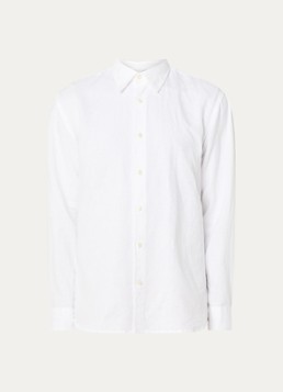 Selected Heren Noos regular fit overhemd in linnenblend in de kleur Wit, maat: S