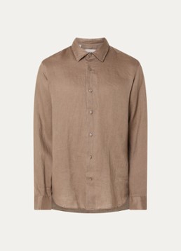 Selected Heren Kylian regular fit overhemd in de kleur Lichtbruin, maat: XXL