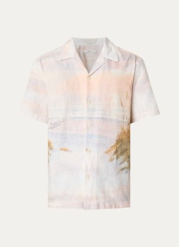 Selected Heren SLHSunset comfort fit overhemd met print in de kleur Creme, maat: XXL