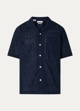 Selected Heren Jax regular fit overhemd met opengewerkt dessin in de kleur Donkerblauw, maat: XXL