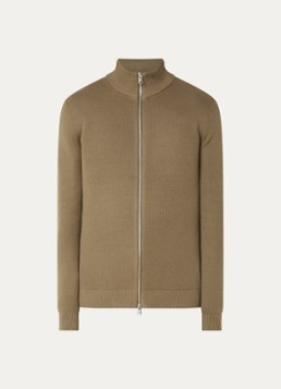 Selected Heren Dane grofgebreid vest met opstaande kraag in de kleur Beige, maat: XXL