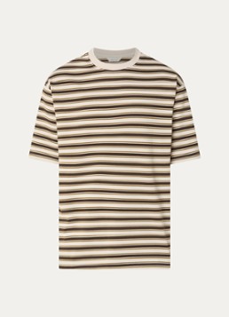 Selected Heren Aspen T-shirt met streepprint in de kleur Zand, maat: S