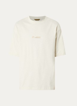 Selected Heren T-shirt met backprint in de kleur Gebroken wit, maat: S