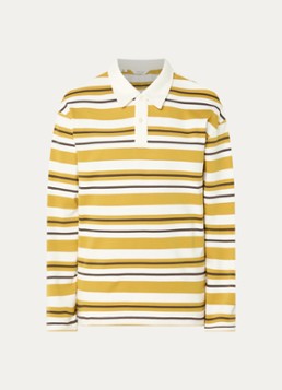 Selected Heren Reguar fit polo met streepprint in de kleur Okergeel, maat: S