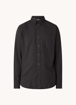 Selected Heren Regrick regular fit overhemd in katoenblend in de kleur Zwart, maat: S