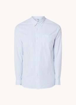 Selected Heren Noos regular fit overhemd met borstzak en streepprint in de kleur Lichtblauw, maat: L
