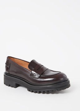 Jonak Dames Alfi loafer van leer in de kleur Aubergine