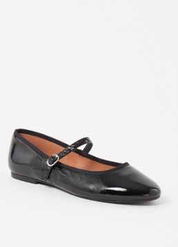 Jonak Dames Douceur ballerina van leer met lakfinish in de kleur Zwart