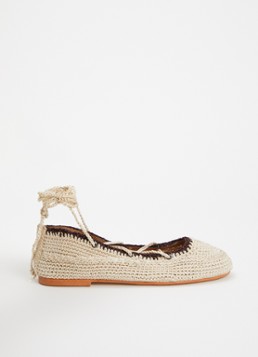 Jonak Dames Wetov ballerina met gebreid bovenwerk in de kleur Beige