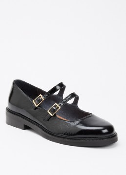 Jonak Dames Dreamy ballerina van kalfsleer met gespdetail in de kleur Zwart