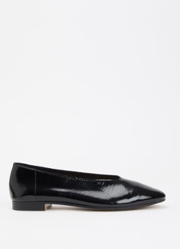 Jonak Dames Natalia ballerina van leer met lakfinish in de kleur Zwart