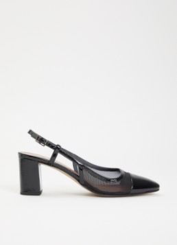 Jonak Dames Drag sling-back van lakleer met details van mesh in de kleur Zwart