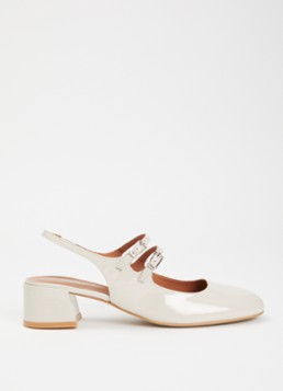 Jonak Dames Drible sling-back van kalfsleer met gespdetail in de kleur Ivoor