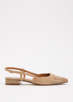 Jonak Dames Dhapou slingback van kalfssuède met lakleren details in de kleur Beige