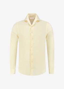 Aurélien Heren Regular fit overhemd van linnen in de kleur Light Yellow-740