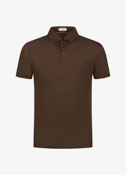 Aurélien Heren Regular fit polo van linnen in de kleur Chocolate-201 / Bruin