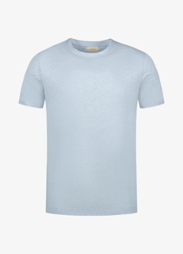 Aurélien Heren T-shirt van linnen in de kleur Lichtblauw