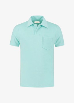 Aurélien Heren Terry regular fit polo van badstof in de kleur Mint-346
